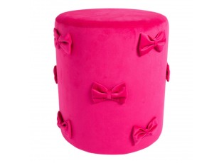 Růžový sametový taburet s mašlemi Pouf Bow fuchsie – 37*37*42 cm