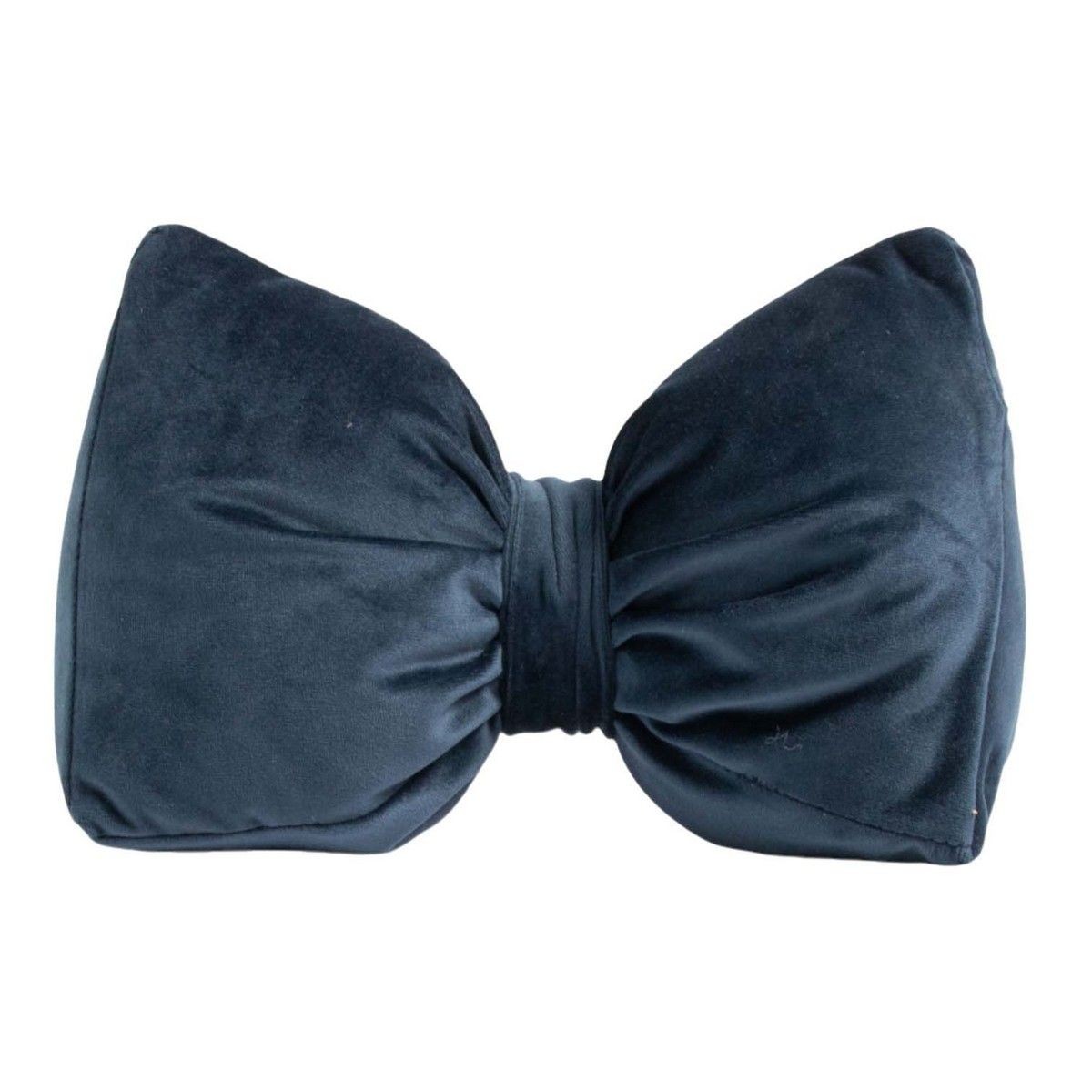 Modrá sametová zarážka do dveří ve tvaru mašle Bow blue – 24*10*16 cm