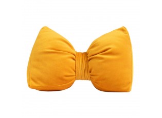 Žlutá sametová zarážka do dveří ve tvaru mašle Bow honey – 24*10*16 cm 