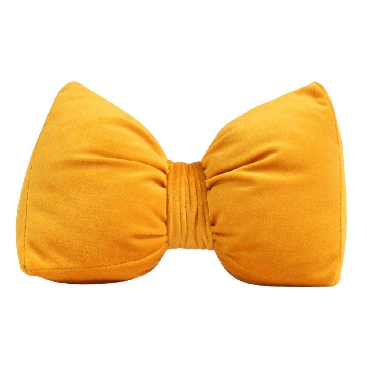 Žlutá sametová zarážka do dveří ve tvaru mašle Bow honey – 24*10*16 cm 