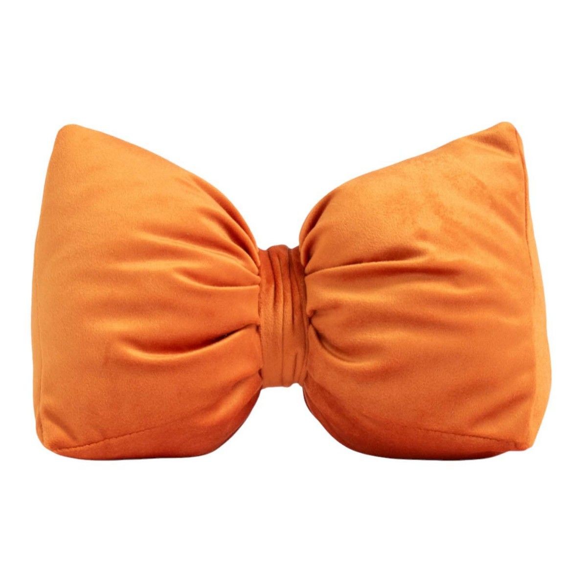 Oranžová sametová zarážka do dveří ve tvaru mašle Bow orange – 24*10*16 cm