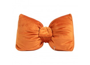Oranžová sametová zarážka do dveří ve tvaru mašle Bow orange – 24*10*16 cm