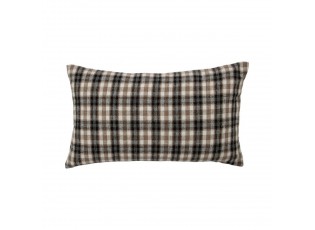 Béžovo-hnědý polštář s motivem jelena a kostkovaným vzorem Check Deer – 30*50*6 cm