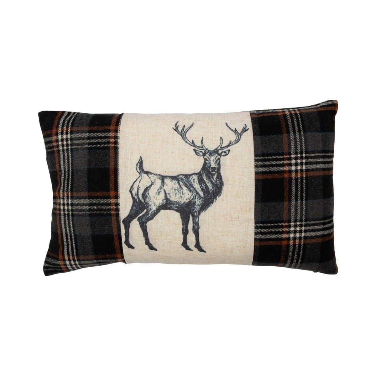 Béžovo-hnědý polštář s motivem jelena a kostkovaným vzorem Check Deer – 30*50*6 cm Mars & More Béžovo-hnědý polštář s motivem jelena a kostkovaným vzorem Check Deer – 30*50*6 cm Mars & More