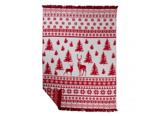 Bílo-červený oboustranný pléd s jeleny Nordic Deer XL – 150*200*3 cm