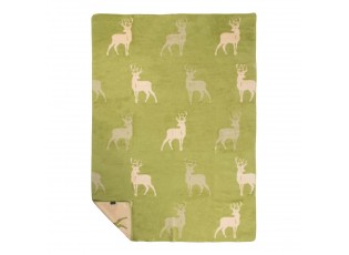 Béžovo-zelený oboustranný pléd s jeleny Deer Olive XL – 150*200*3 cm