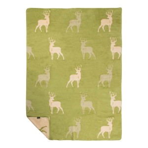 Béžovo-zelený oboustranný pléd s jeleny Deer Olive XL – 150*200*3 cm