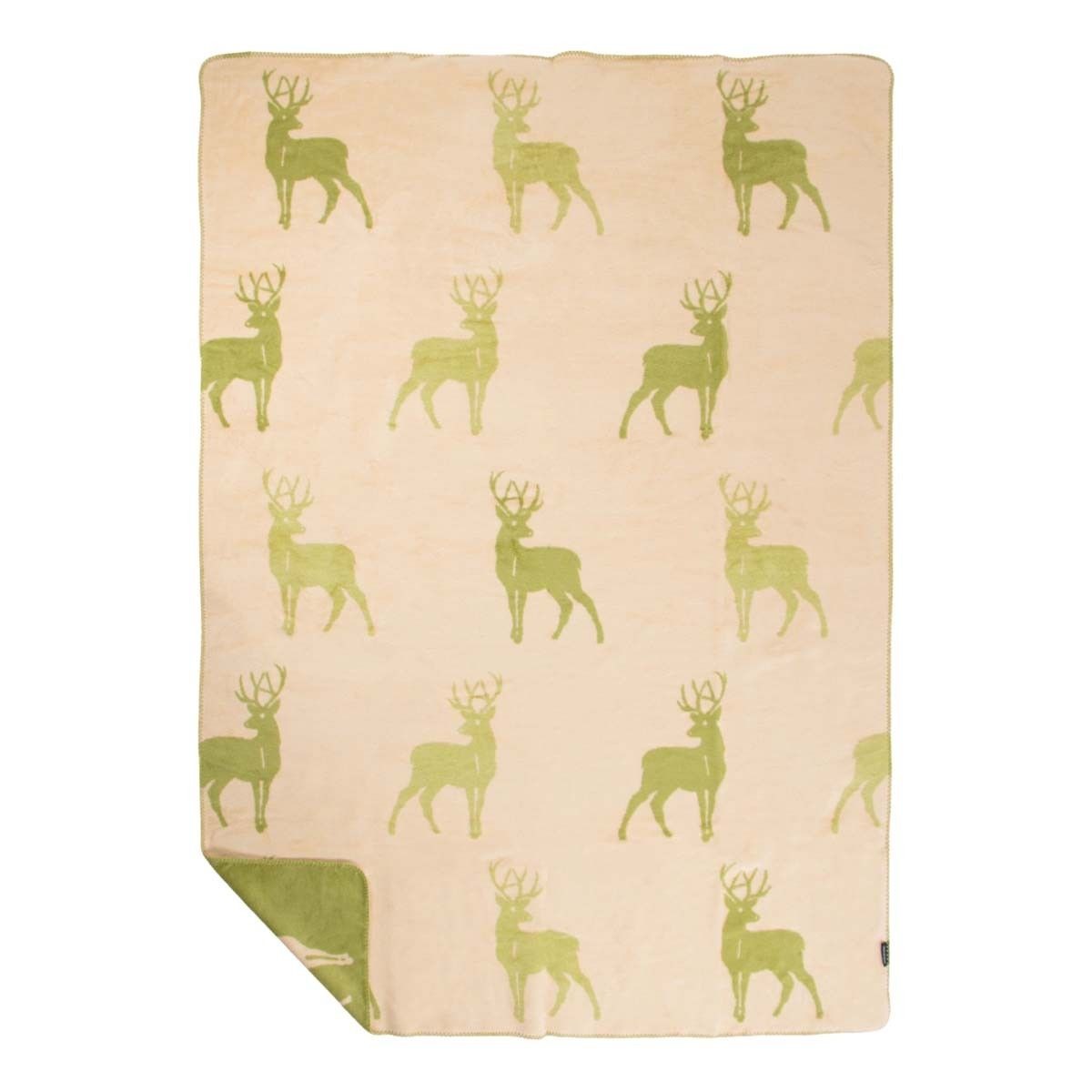 Béžovo-zelený oboustranný pléd s jeleny Deer Olive XL – 150*200*3 cm Mars & More Béžovo-zelený oboustranný pléd s jeleny Deer Olive XL – 150*200*3 cm Mars & More