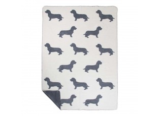 Bílo-šedý oboustranný pléd s jezevčíky Dachshund XL – 150*200*3 cm