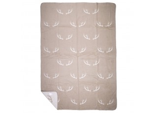 Béžovo-bílý oboustranný pléd s parohy Antler XL – 150*200*1 cm