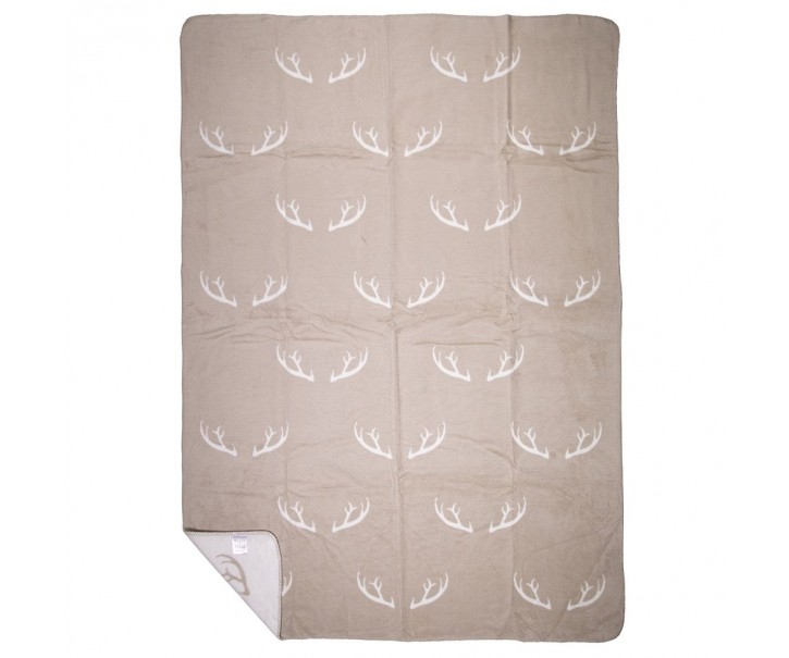 Béžovo-bílý oboustranný pléd s parohy Antler XL – 150*200*1 cm Mars & More 