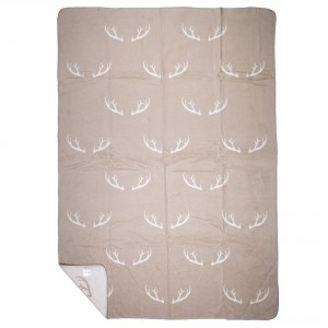 Béžovo-bílý oboustranný pléd s parohy Antler XL – 150*200*1 cm