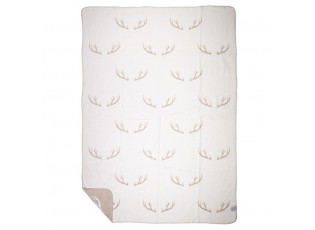 Béžovo-bílý oboustranný pléd s parohy Antler XL – 150*200*1 cm