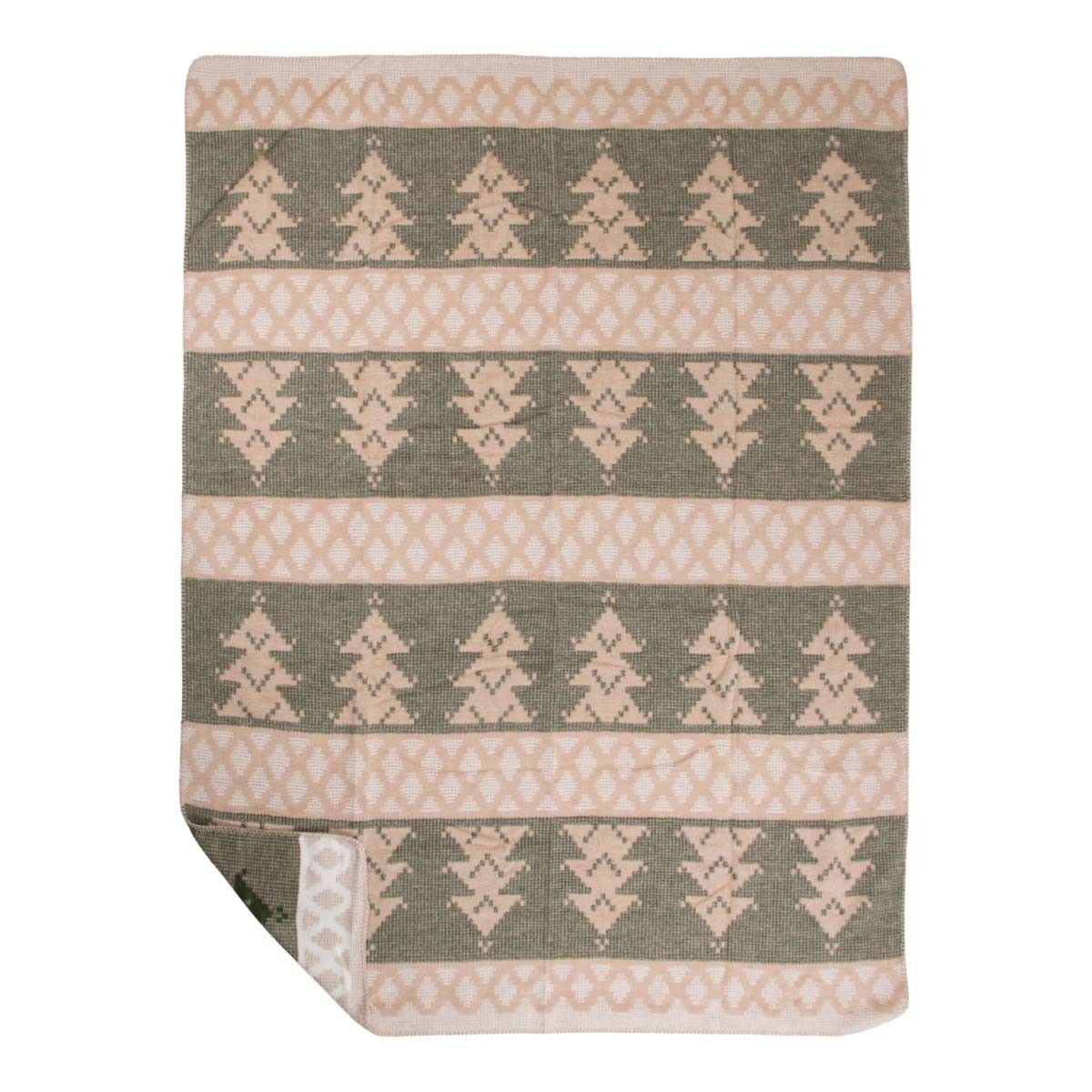 Béžovo-zelený oboustranný pléd se stromky Christmas Tree XL – 150*200*3 cm