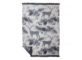 Šedý oboustranný pléd s jeleny v lese Forest Deer XL – 150*200*3 cm