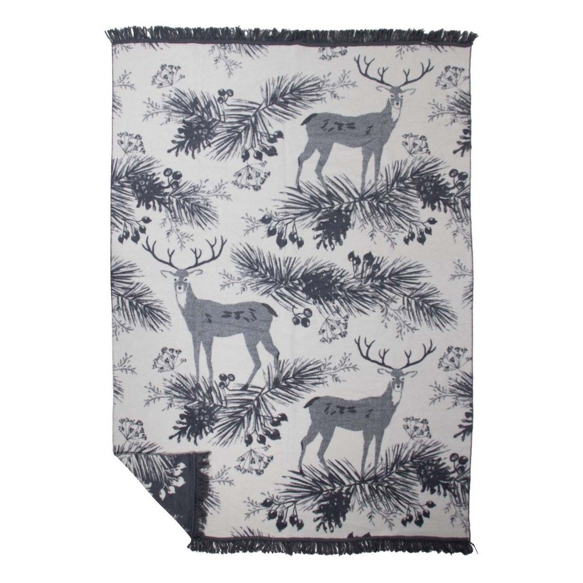 Šedý oboustranný pléd s jeleny v lese Forest Deer XL – 150*200*3 cm Mars & More Šedý oboustranný pléd s jeleny v lese Forest Deer XL – 150*200*3 cm Mars & More