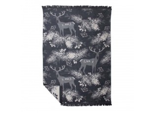 Šedý oboustranný pléd s jeleny v lese Forest Deer XL – 150*200*3 cm