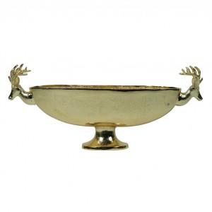 Zlatá oválná mísa se jelenem Deer champagne gold – 68*29*15 cm