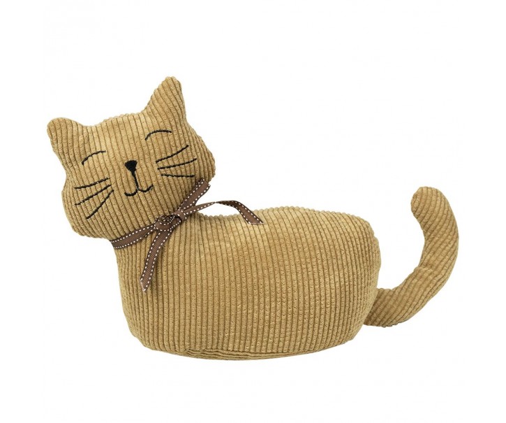 zarážka dveří ležící kočka žlutá polyester – 33*10*25 cm Mars & More 