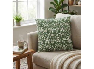 Zelený bavlněný polštář s výraznou texturou Flower Garden – 60*60 cm