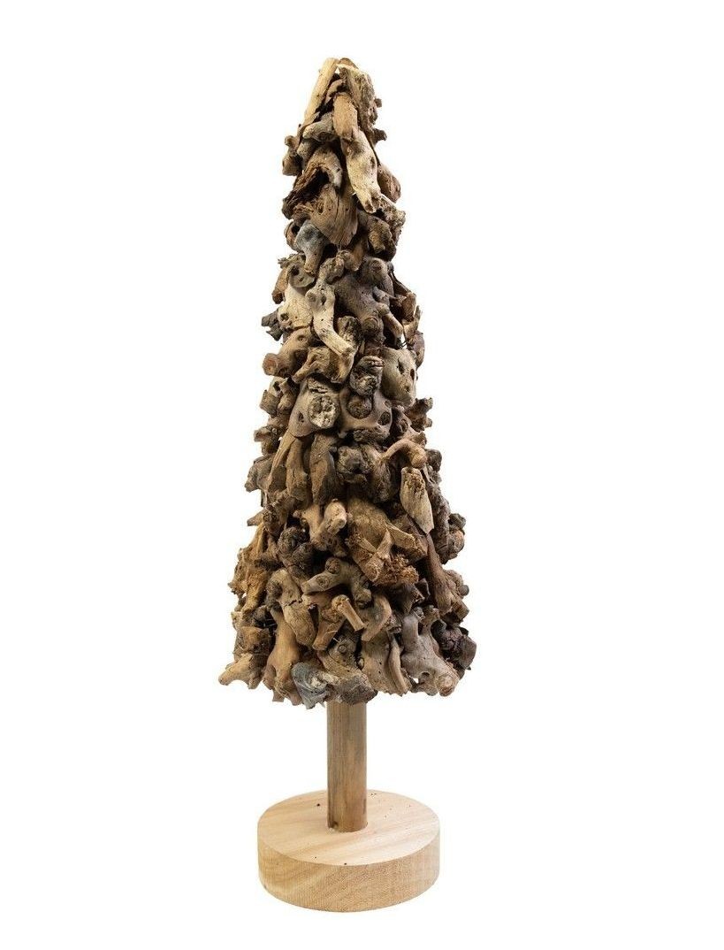 Vánoční dekorace stromek z kousků dřeva na podstavci L – 24*24*80 cm