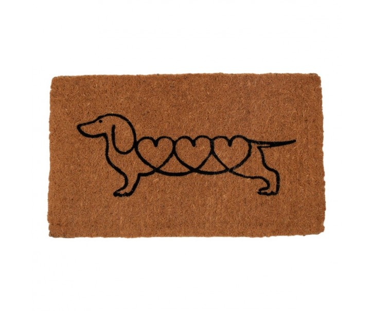 Ručně vyrobená rohožka jezevčík Dachshund se srdíčky – 75*45*4 cm Mars & More 