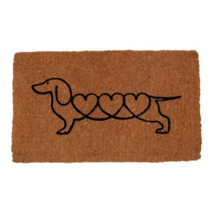 Ručně vyrobená rohožka jezevčík Dachshund se srdíčky – 75*45*4 cm