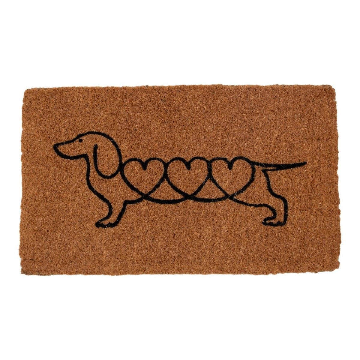 Ručně vyrobená rohožka jezevčík Dachshund se srdíčky – 75*45*4 cm