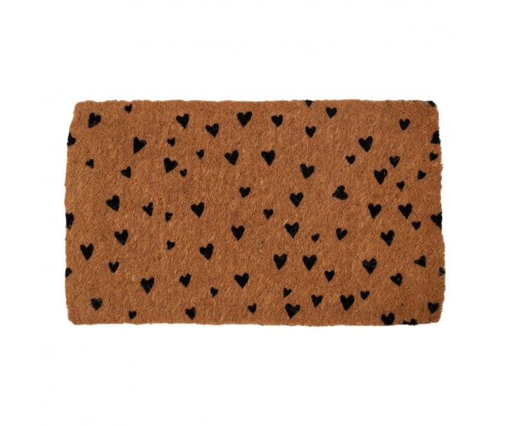 Ručně vyrobená kokosová rohožka se srdíčky Hearts – 75*45*4 cm Mars & More 
