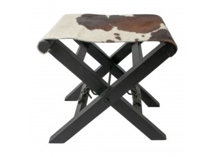 Skládací režisérská stolička z hnědo-bílé kůže – 48*35*45 cm
