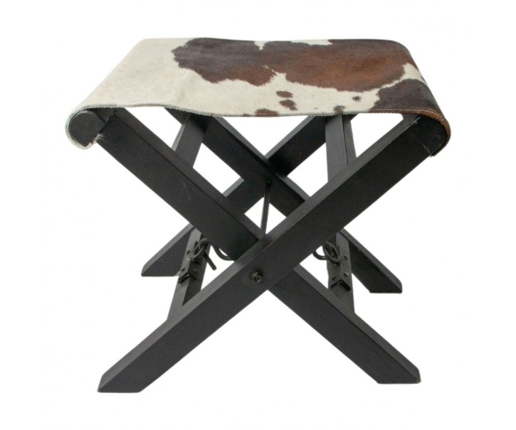 Skládací režisérská stolička z hnědo-bílé kůže – 48*35*45 cm Mars & More 