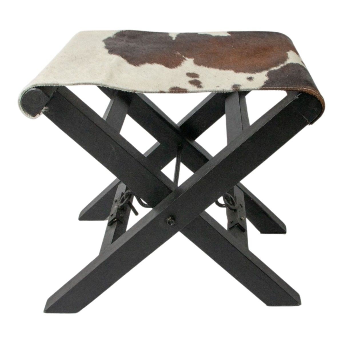 Skládací režisérská stolička z hnědo-bílé kůže – 48*35*45 cm