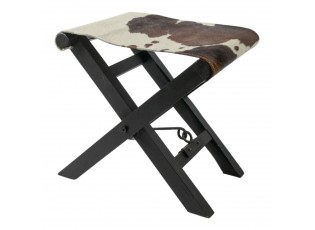 Skládací režisérská stolička z hnědo-bílé kůže – 48*35*45 cm