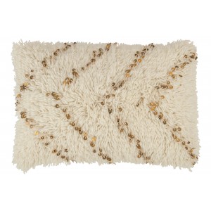 Krémový smyčkový polštář se zlatými flitry Pearl – 40*60*20 cm