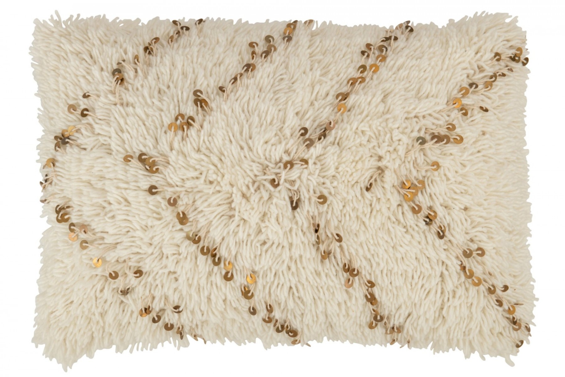Krémový smyčkový polštář se zlatými flitry Pearl – 40*60*20 cm