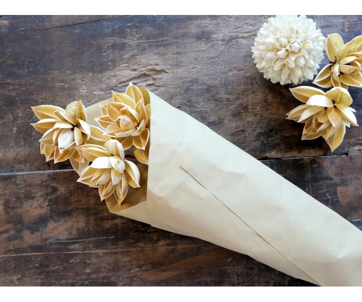 Sada sušených béžových květin jiřinka Fleur Dahlia – 55 cm / 3ks Chic Antique