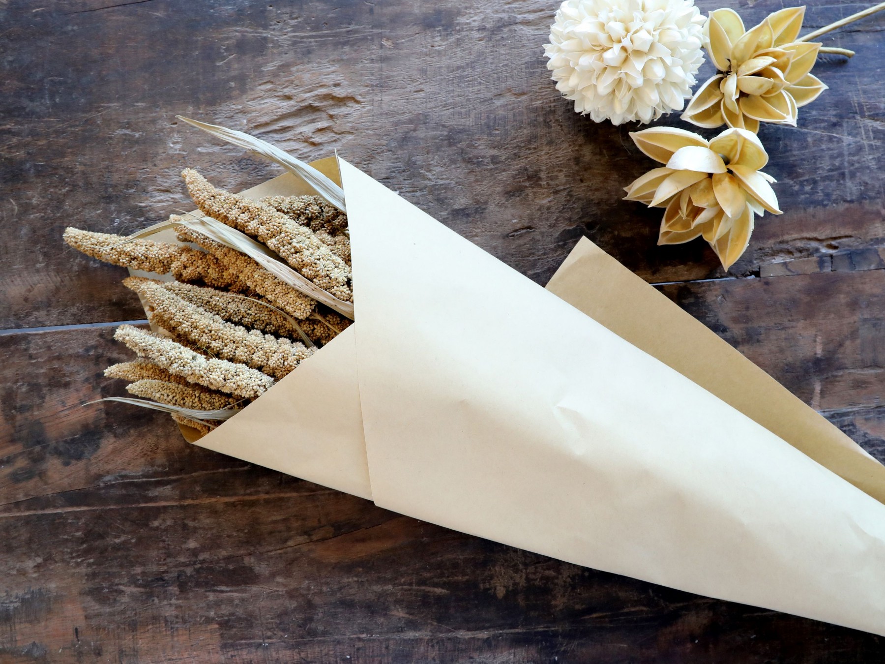 Sada sušených hnědých květin Fleur Seterea – 75 cm