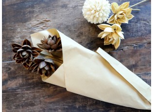 Sada sušených hnědých květin jiřinka Fleur Dahlia – 55 cm / 3ks