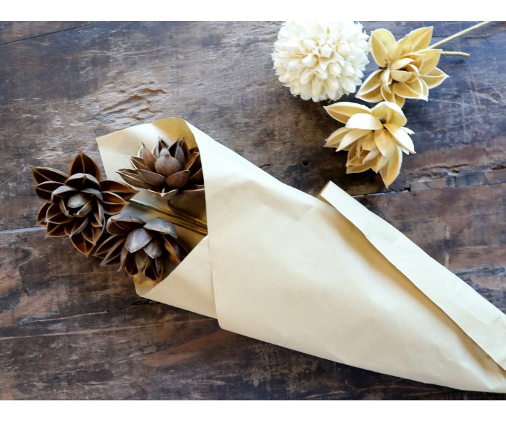 Sušené květy jiřiny Fleur hnědé natural – 55 cm Chic Antique