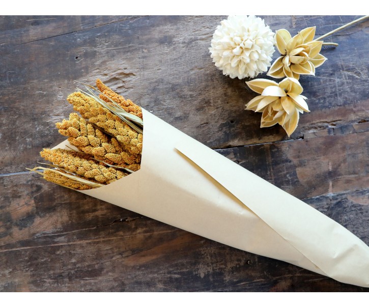 Sada sušených květů Seterea Fleur v přírodní hnědé barvě – 75 cm Chic Antique