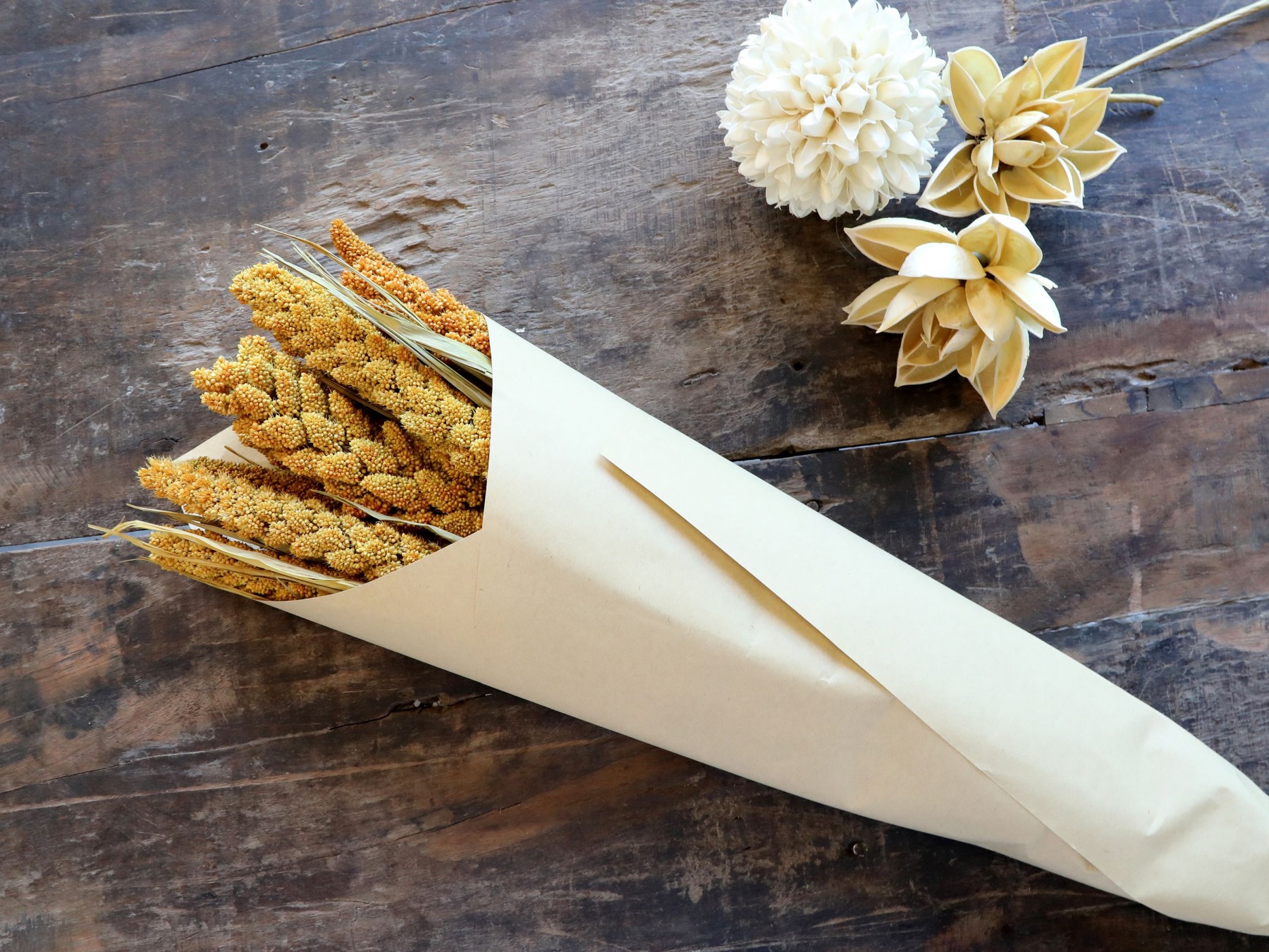 Sada sušených květů Seterea Fleur v přírodní hnědé barvě – 75 cm