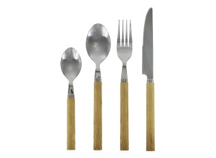 Sada 4ks příborů Linas Nature s designem dřevěné rukojeti – 22,5 cm
