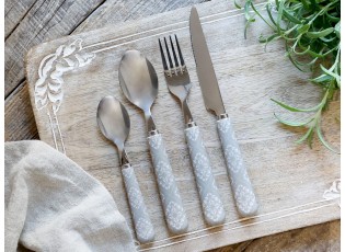 Sada 4ks příborů Linas French grey s ornamentálním motivem – 22 cm