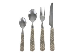 Sada 4ks příborů Linas French grey s ornamentálním motivem – 22 cm