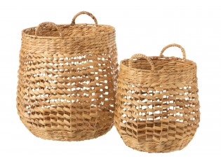 Sada 2 košů z vodního hyacintu přírodní – 42,5*42,5*55 cm