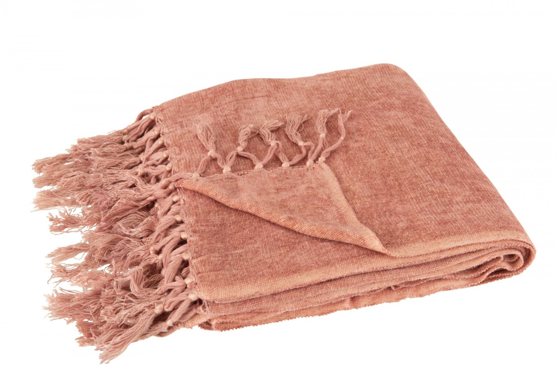 Růžový pléd se střapci a viskózou Plaid Tassel – 170*130*0,5 cm