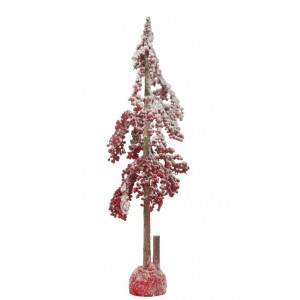 Vánoční dekorace zasněžený stromek s červenými bobulemi Berries M – 25*25*84 cm
