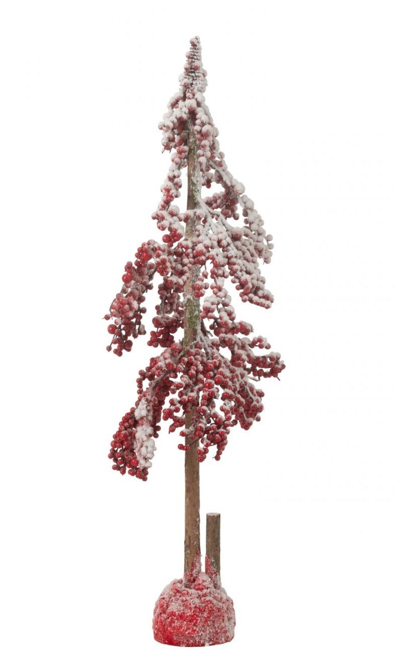 Vánoční dekorace zasněžený stromek s červenými bobulemi Berries M – 25*25*84 cm