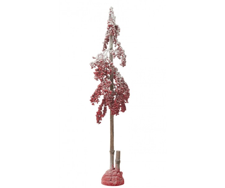 Vánoční dekorace zasněžený stromek s červenými bobulemi Berries L – 30*30*108 cm J-Line by Jolipa