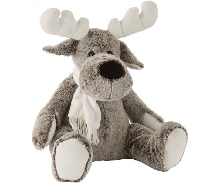 Veliký šedý plyšový los se šálou Cuddly Toy Elk – 36*31*40 cm J-Line by Jolipa